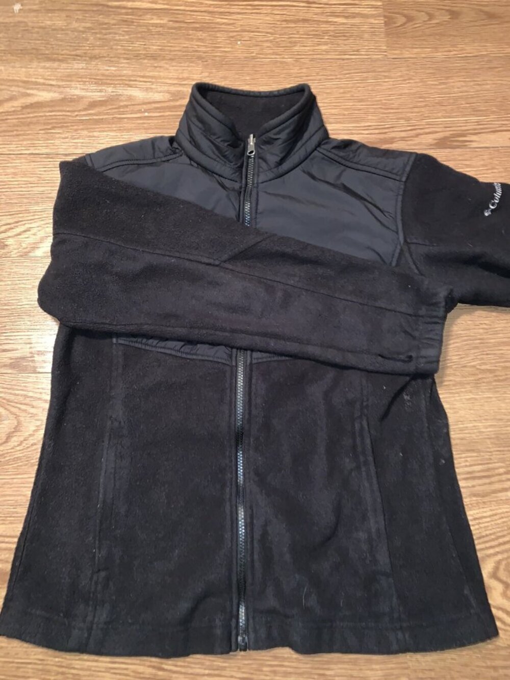 Columbia Fleece Nylon Windbreaker Jacket Men’s Large Black Full Zip - Picture 2 of 9
